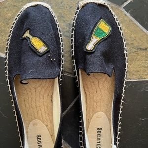 New Soludos Cheers Smoking Slippers Champagne Espadrilles Black Shoes 10